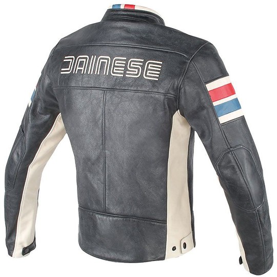 Dainese HF D1 Leather Motorcycle Jacket Black Red Blue Ice