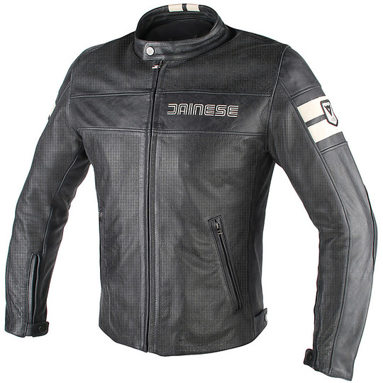 Dainese HF D1 Skin Leather Belt Jacket Black Ice