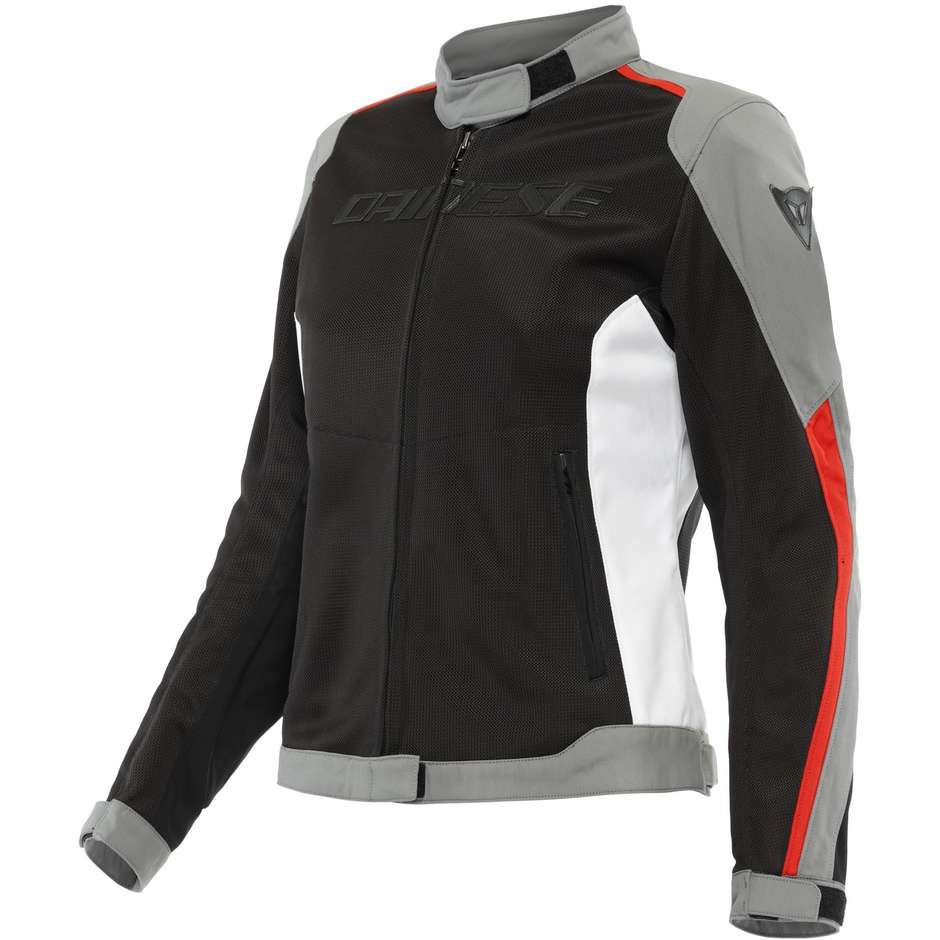 Dainese HYDRAFLUX 2 AIR LADY D-DRY Women's Motorcycle Jacket Black Charcoal Gray Lava Red