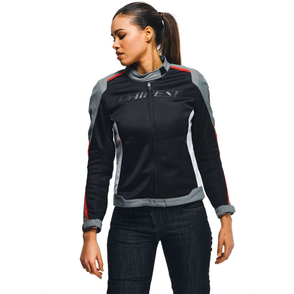 Dainese HYDRAFLUX 2 AIR LADY D-DRY Women's Motorcycle Jacket Black Charcoal Gray Lava Red