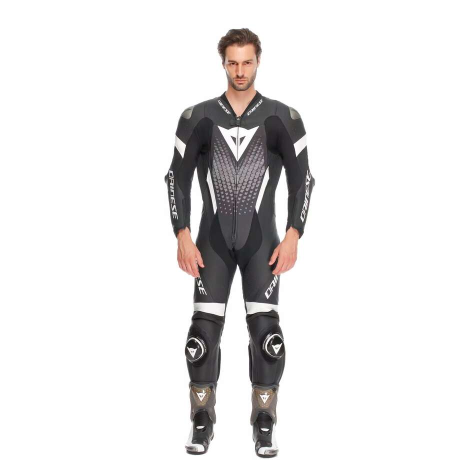 Dainese LAGUNA SECA 6 PERF 1PC One-Piece Motorcycle Suit # Black White Anthracite