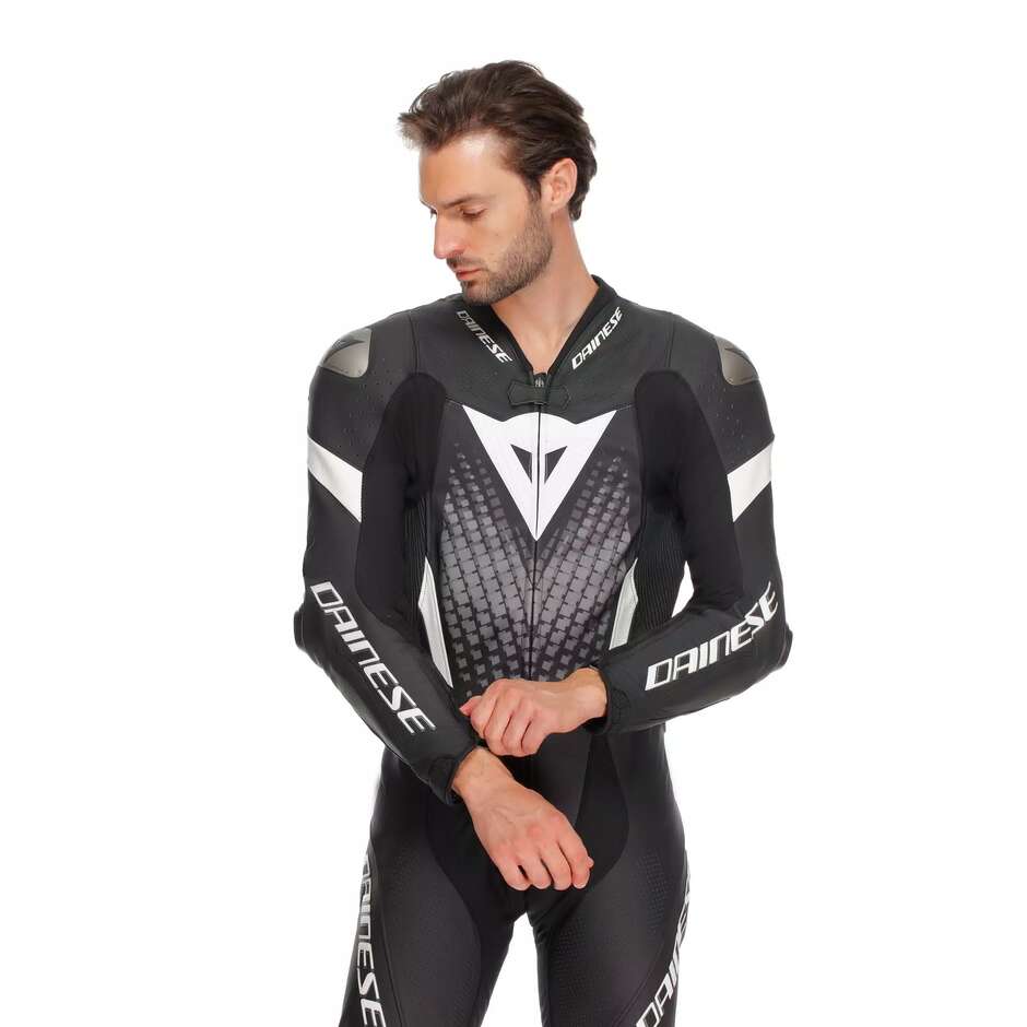 Dainese LAGUNA SECA 6 PERF 1PC One-Piece Motorcycle Suit # Black White Anthracite