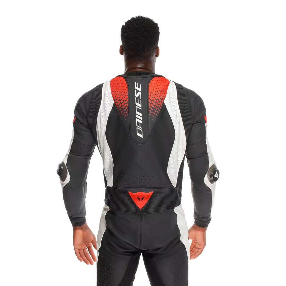 Dainese LAGUNA SECA 6 PERF 1PC One-Piece Motorcycle Suit # Black White Red Fluo