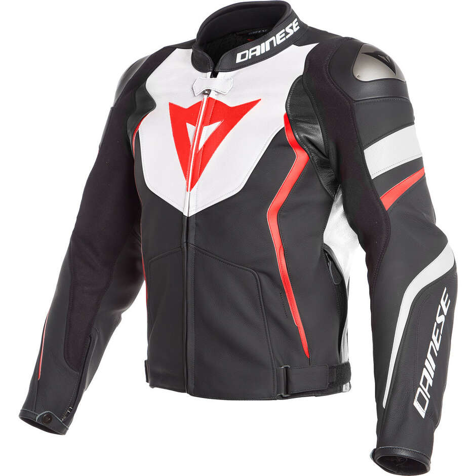 Dainese Leather Jacket AVRO 4 Black White Red
