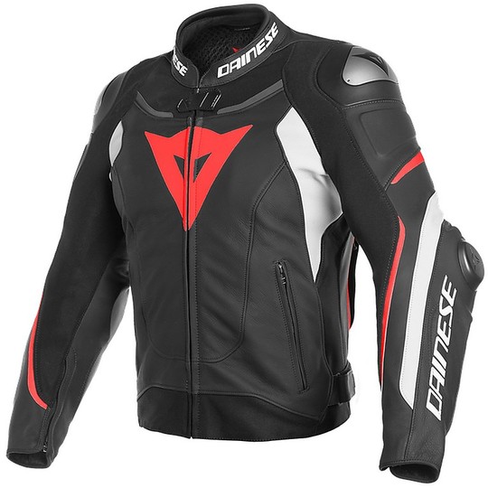 Dainese Leather Jacket SUPER SPEED 3 Black White Red