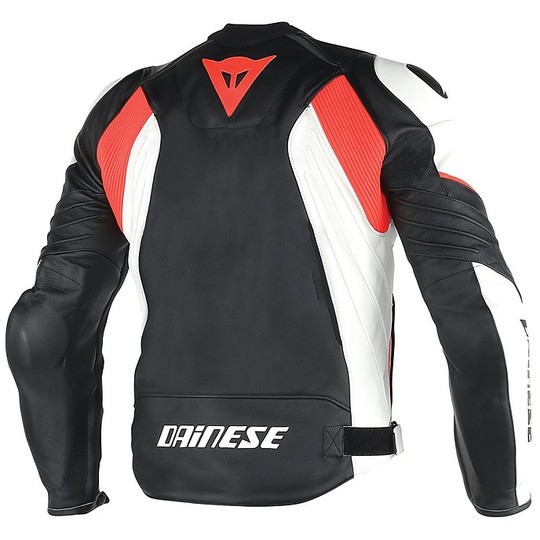 Dainese Leather Motorcycle Jacket RACING D1 LEATHER Black White Red