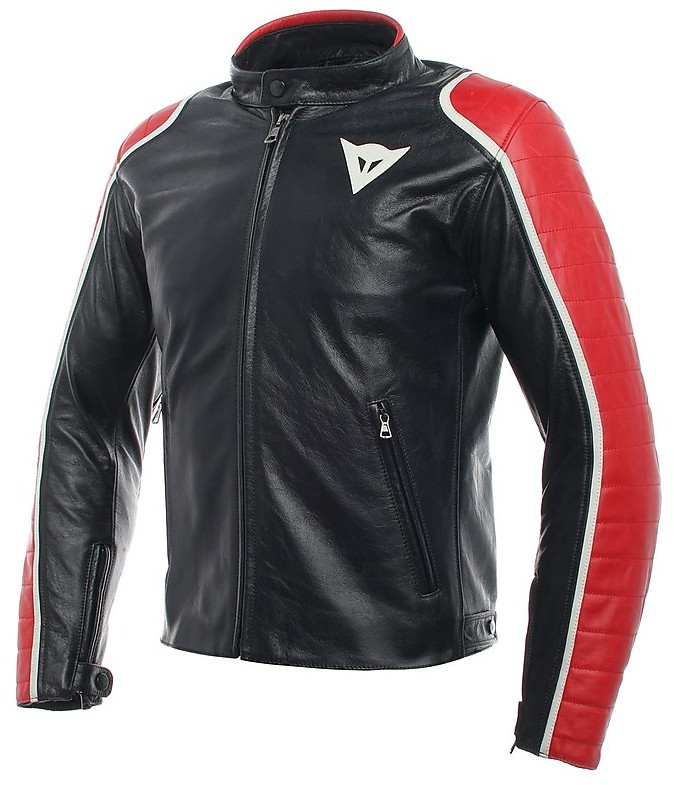 Dainese Leather Motorcycle Jacket SPECIAL Black Red For Sale
