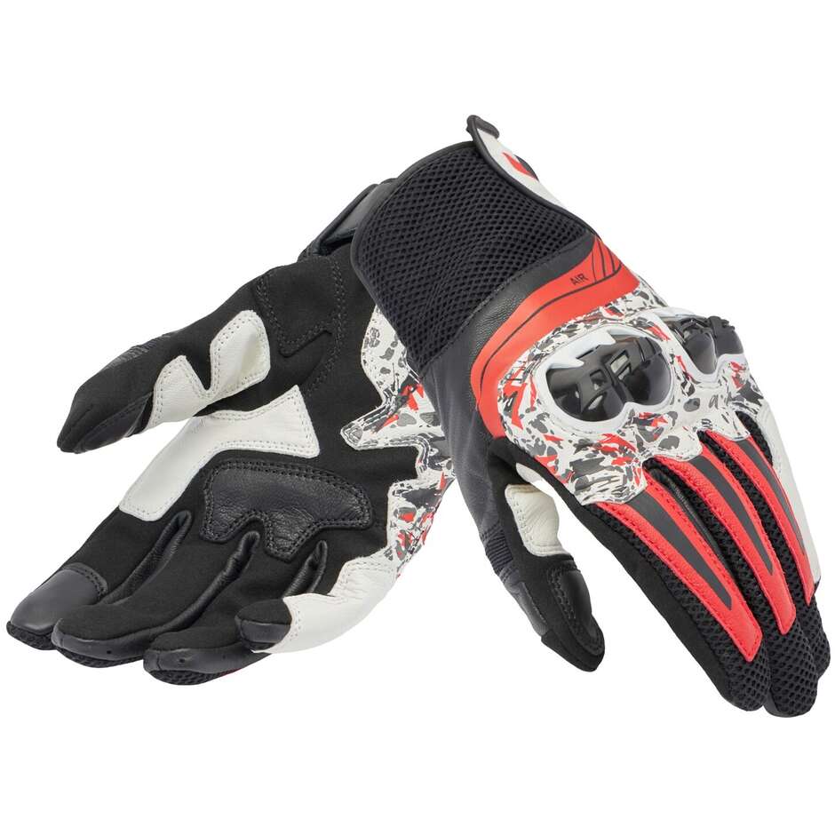 Dainese MIG 3 Spray Leather Summer Motorcycle Gloves Black Red White