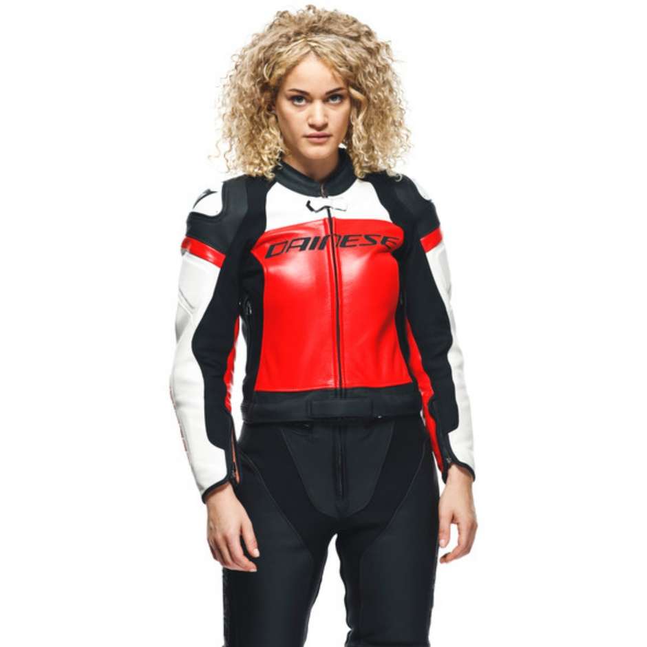 Dainese MIRAGE LADY 2PCS Combinaison Moto Femme Divisible Noir Lava Rouge Blanc