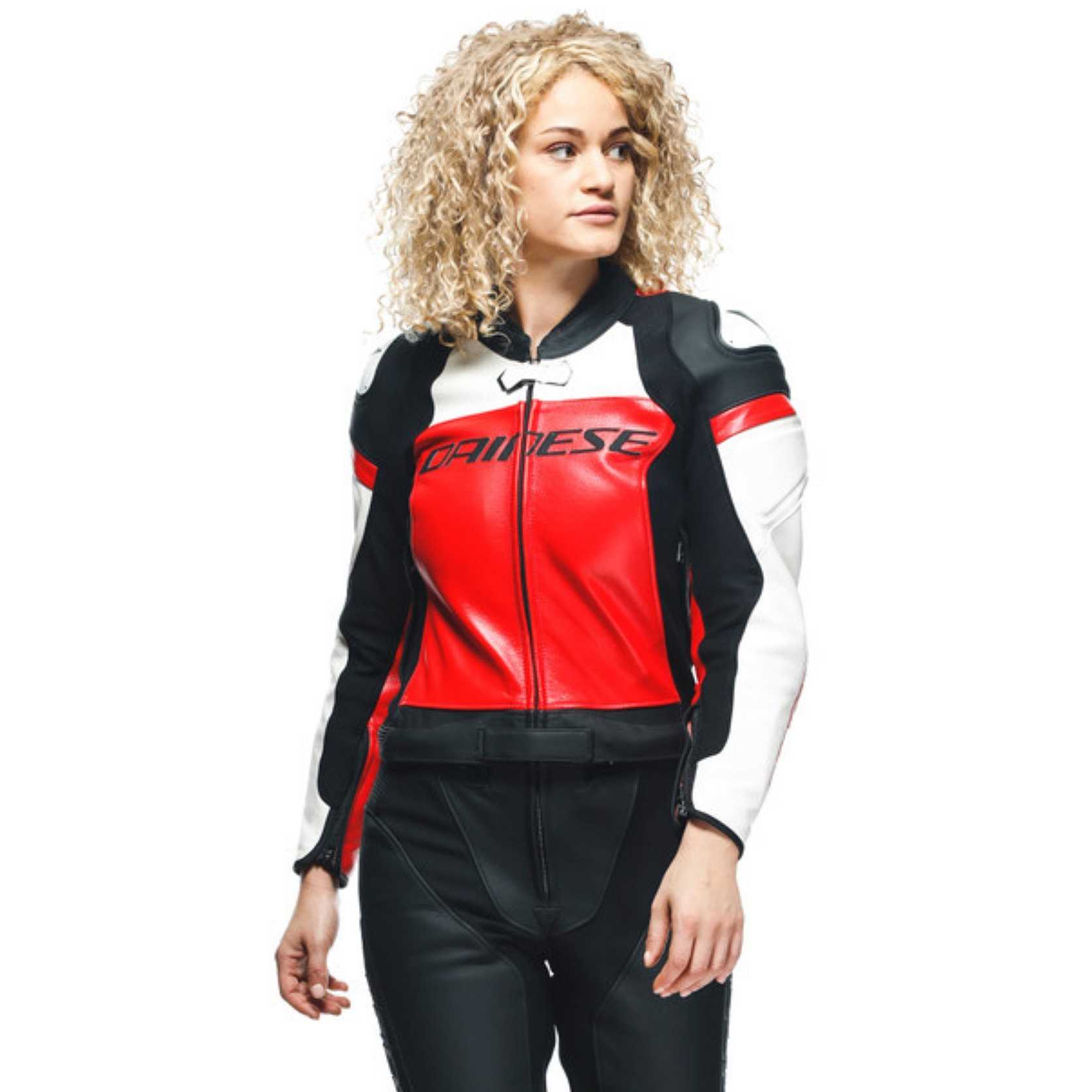 Dainese MIRAGE LADY 2PCS Divisible Woman Motorcycle Suit Black Lava Red ...