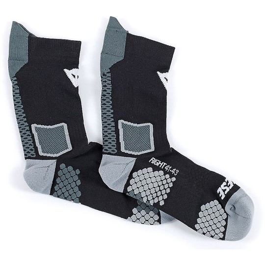 Dainese Moto D-Core Footie Mid Sock Noir Gris Chaussettes de moto