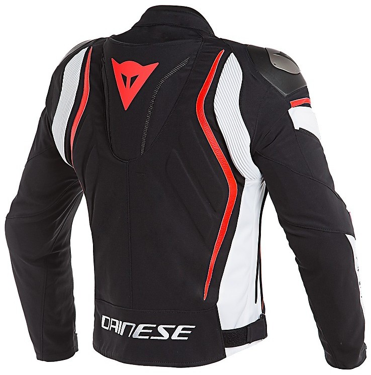 Dainese Motorcycle Jacket In Dainno Fabric TEX Jacket Black White Red ...