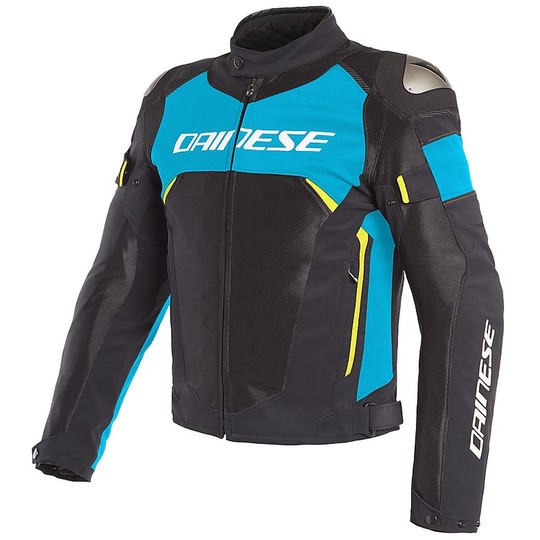 Dainese Motorcycle Jacket In Perforated Fabric DINAMICA AIR D-DRY Black Blue Electric Yellow Fluo