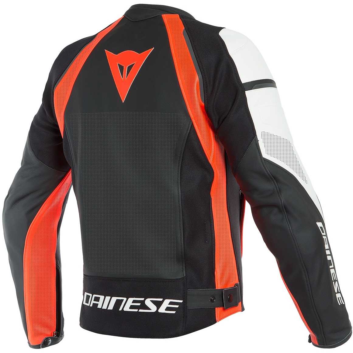 Dainese NEXUS Perforated Leather Motorcycle Jacket Black Red Fluo
