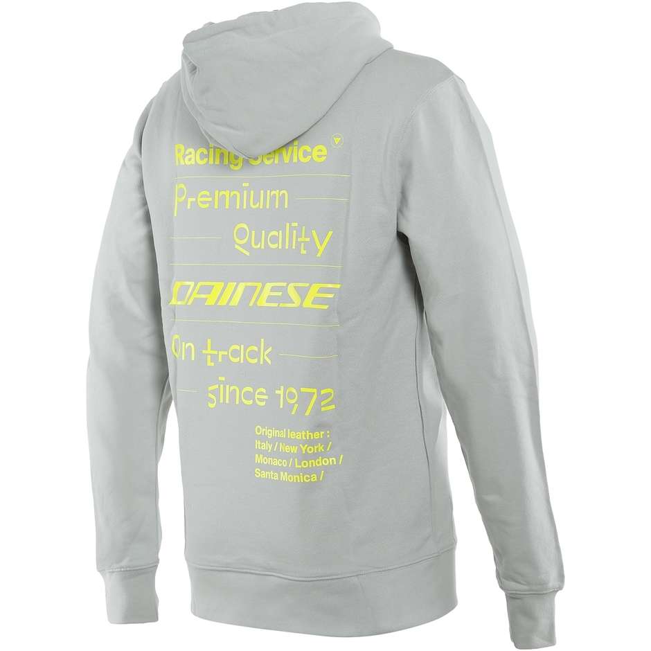 Dainese PADDOCK HOODIE Hooded Sweatshirt Gray Yellow Fluo