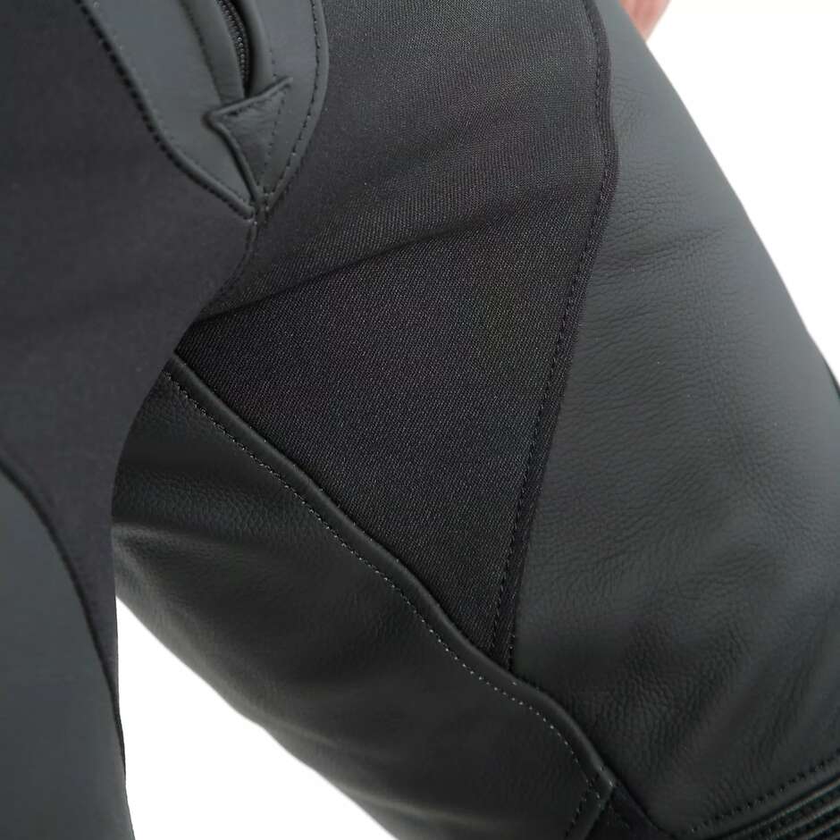 Dainese PONY 3 # Matte Black Leather Motorcycle Pants