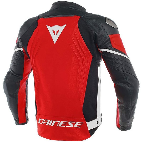 Dainese RACING 3 Leather Motorcycle Jacket Red White Black