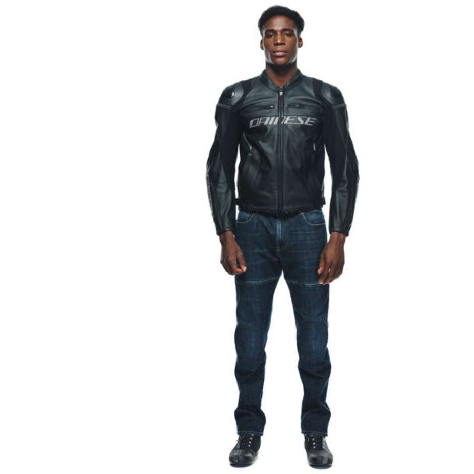 Dainese RACING 4 Black Black Leather Motorcycle Jacket
