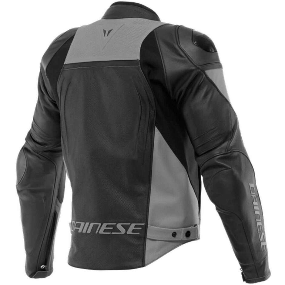 Dainese RACING 4 Perforated Leather Motorcycle Jacket Black Gray
