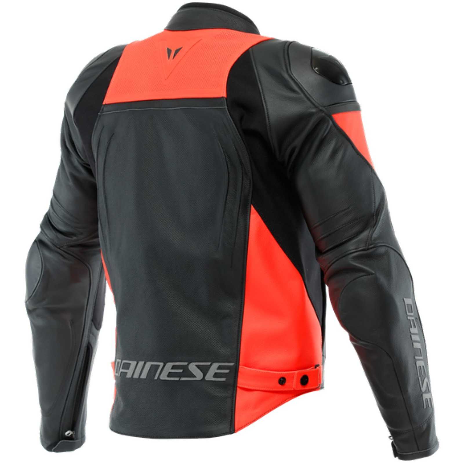 Dainese RACING 4 Perforated Leather Motorcycle Jacket Black Red Fluo ...