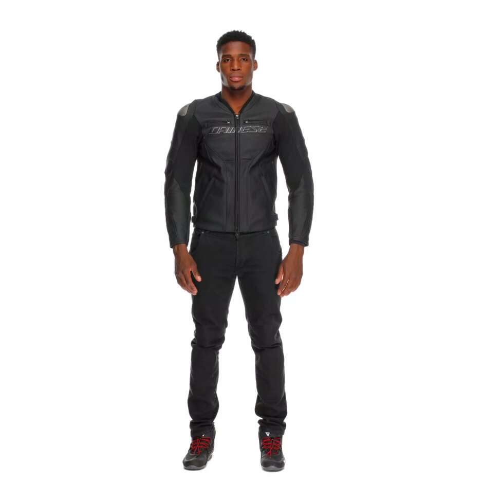 Dainese RACING 5 # Black Leather Motorcycle Jacket