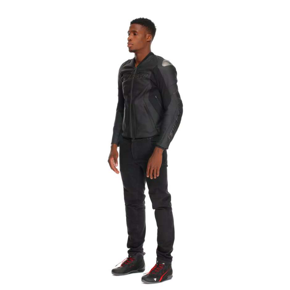 Dainese RACING 5 # Black Leather Motorcycle Jacket