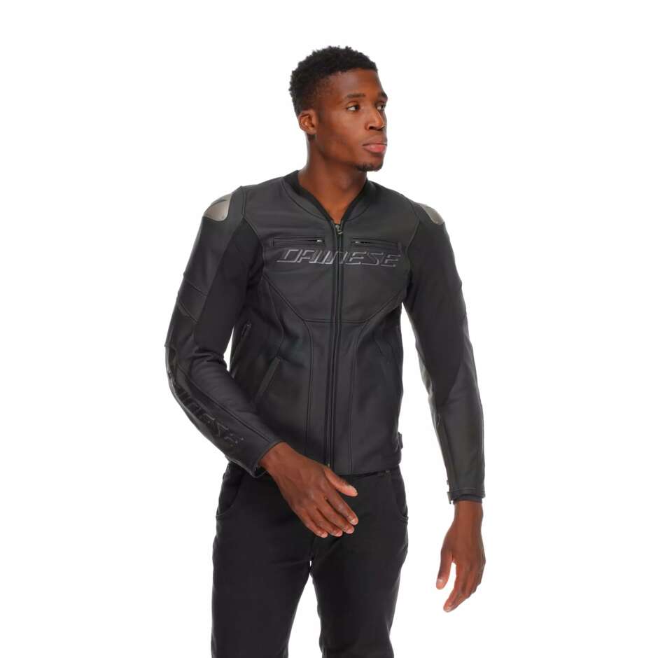 Dainese RACING 5 # Black Leather Motorcycle Jacket
