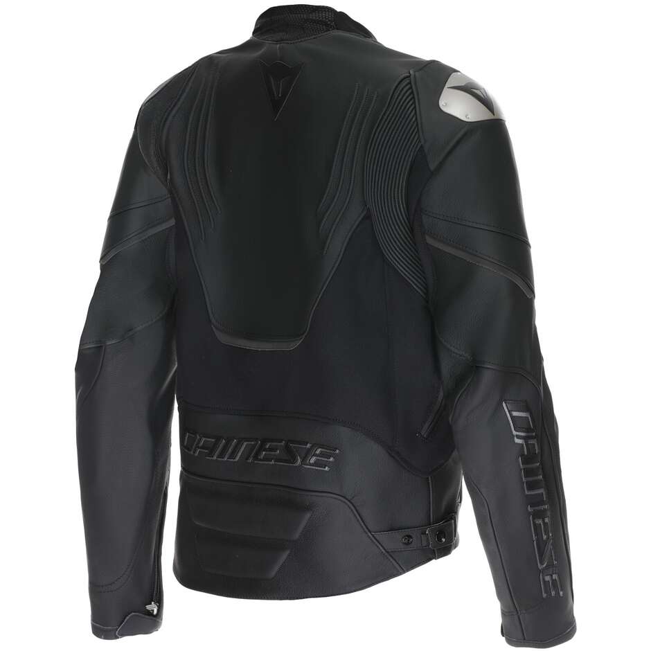 Dainese RACING 5 Leder-Motorradjacke Schwarz Schwarz Schwarz
