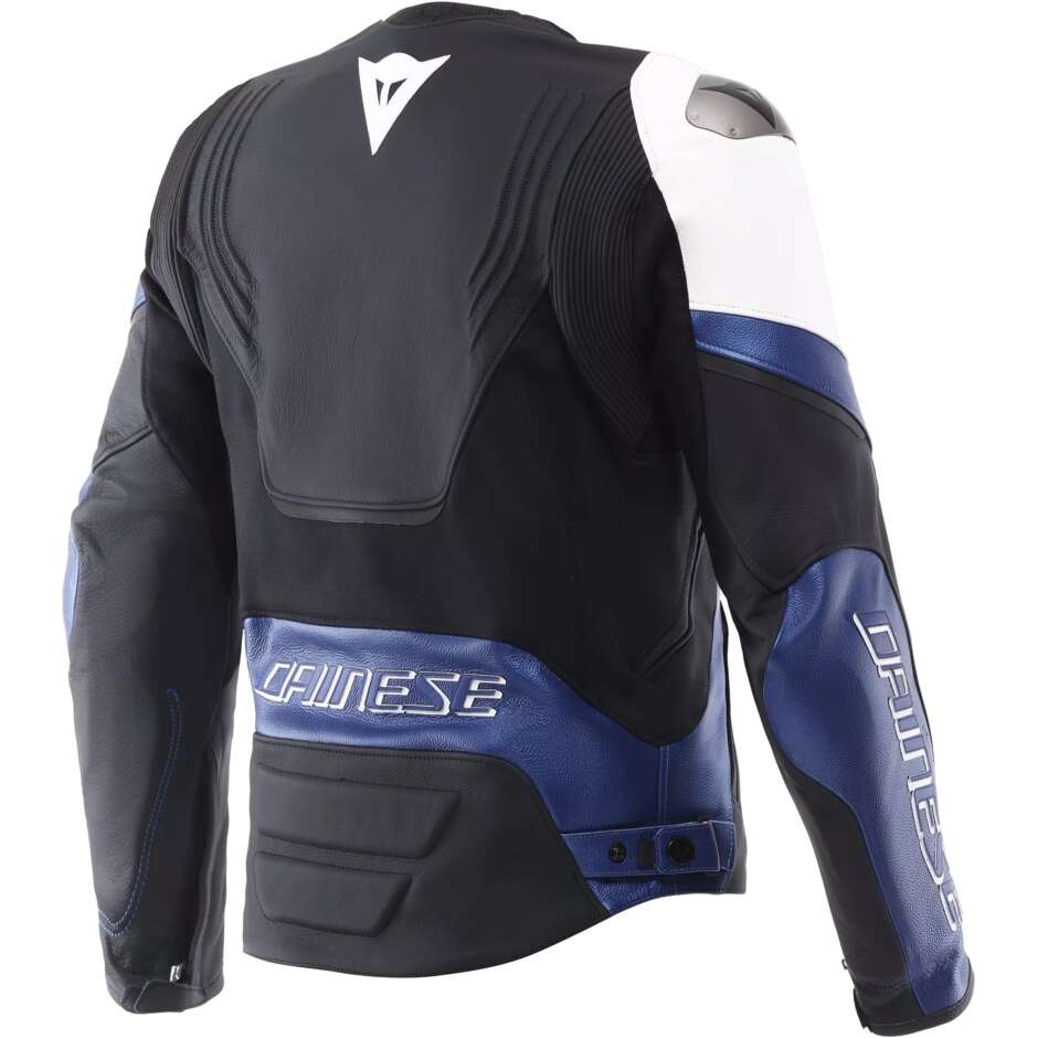 Dainese RACING 5 # Motorradjacke aus weißem, blauem und schwarzem Leder