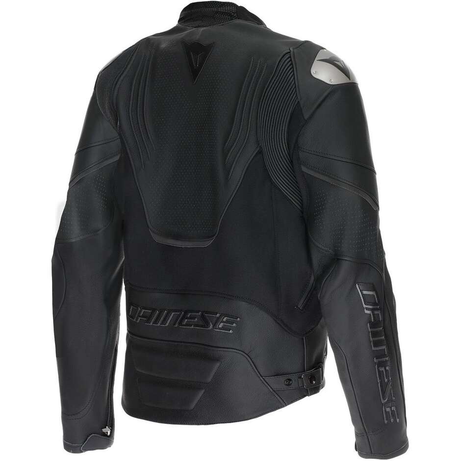 Dainese RACING 5 PERF Leder-Motorradjacke Schwarz Schwarz Schwarz