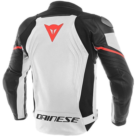 Dainese RACING Leather Motorcycle Jacket 3 Black White Red