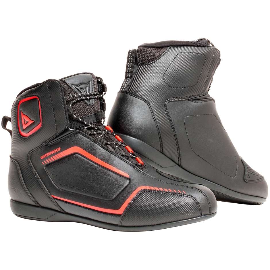 Dainese RAPTORS D-WP Motorcycle Shoes Black Red Fluo