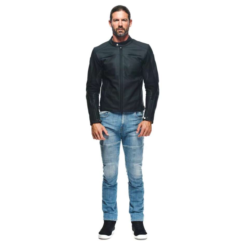 Dainese RAZON 2 Leather Motorcycle Jacket # Black