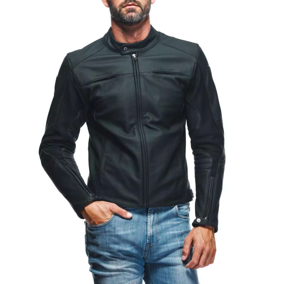 Dainese RAZON 2 Leather Motorcycle Jacket # Black