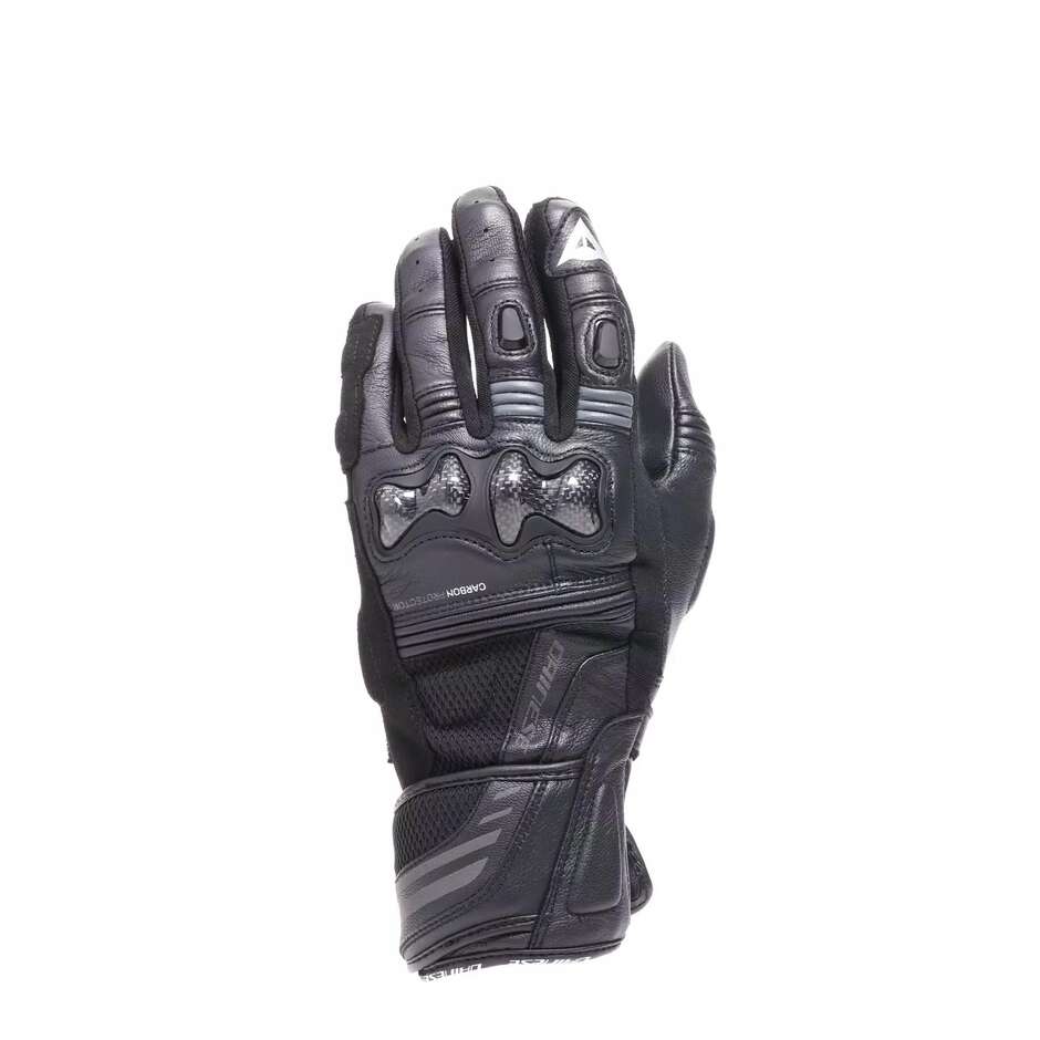 Dainese REACTO CARBON LONG GLOVES Black Anthracite Leather Motorcycle Gloves
