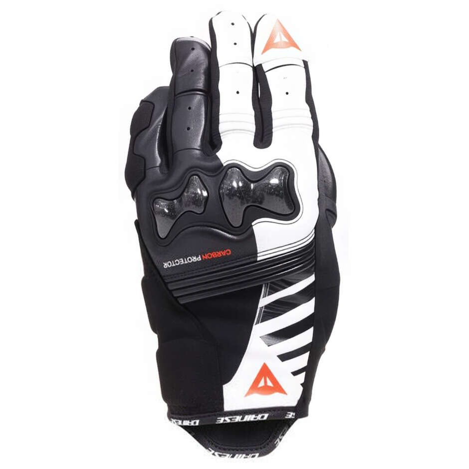 Dainese REACTO CARBON SHORT GLOVES WMN Women's Leather Motorcycle Gloves Black White Red Fluo
