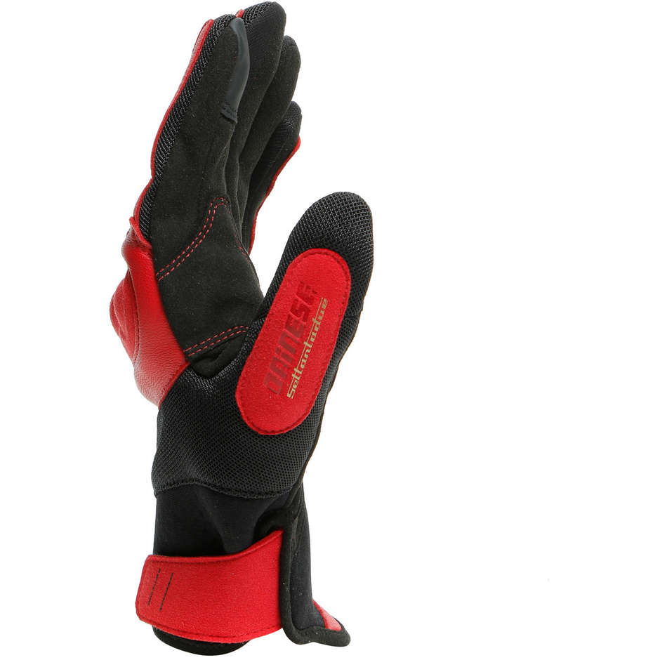 Dainese SABHA Red Leather and Fabric Motorcycle Gloves