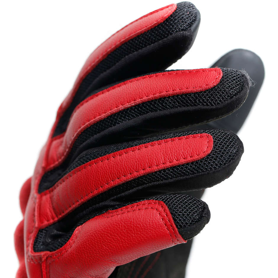Dainese SABHA Red Leather and Fabric Motorcycle Gloves