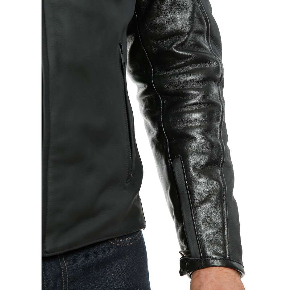 Dainese SAINT LOUIS Black Leather Motorcycle Jacket