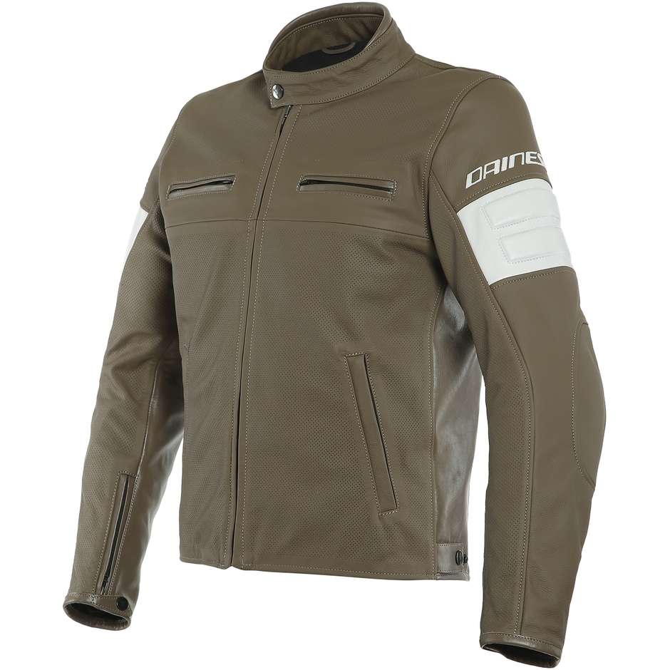 Dainese SAN DIEGO Custom Perforated Leather Motorcycle Jacket Perf. Light brown