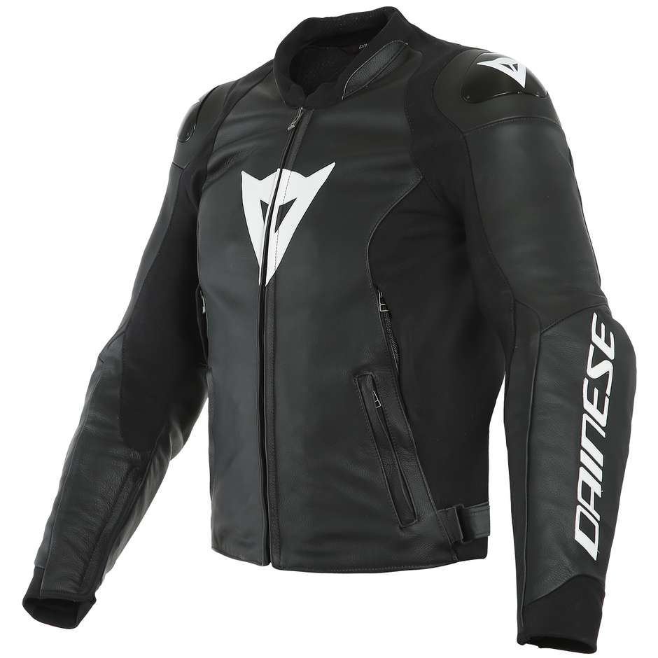 Dainese SPORT PRO Perf. Perforated Leather Motorcycle Jacket. Black White