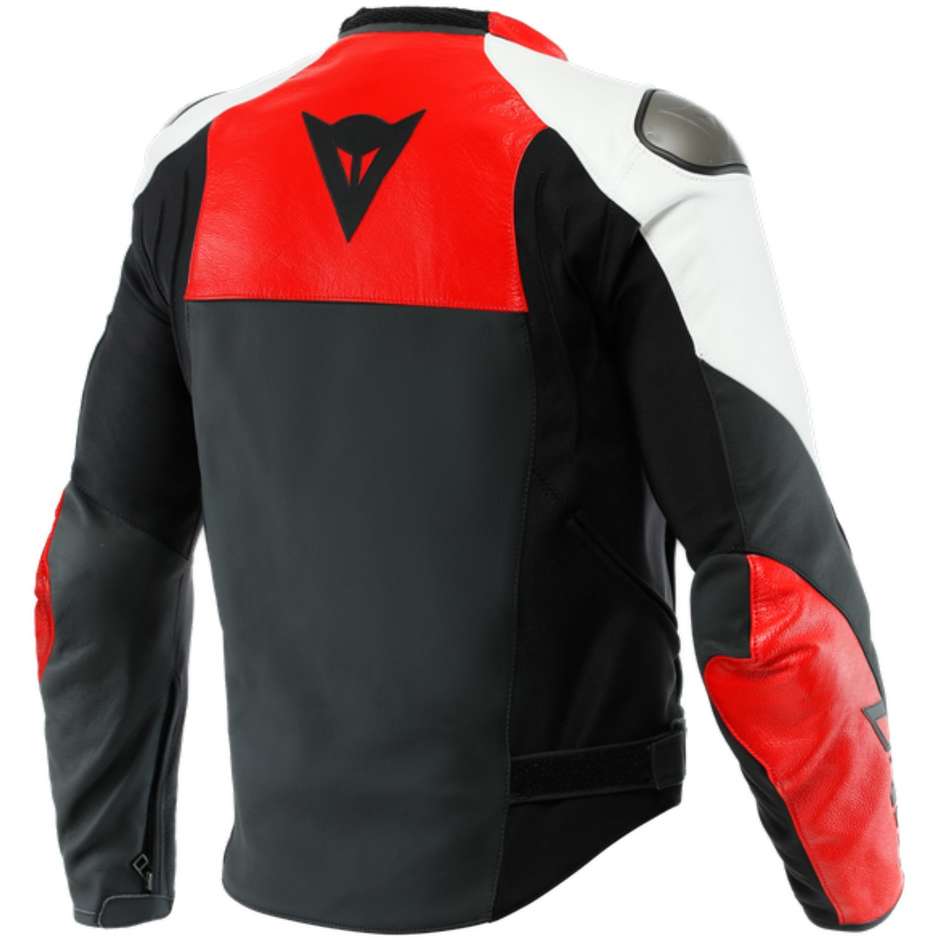 Dainese SPORTIVA Black Lava Red White Leather Motorcycle Jacket