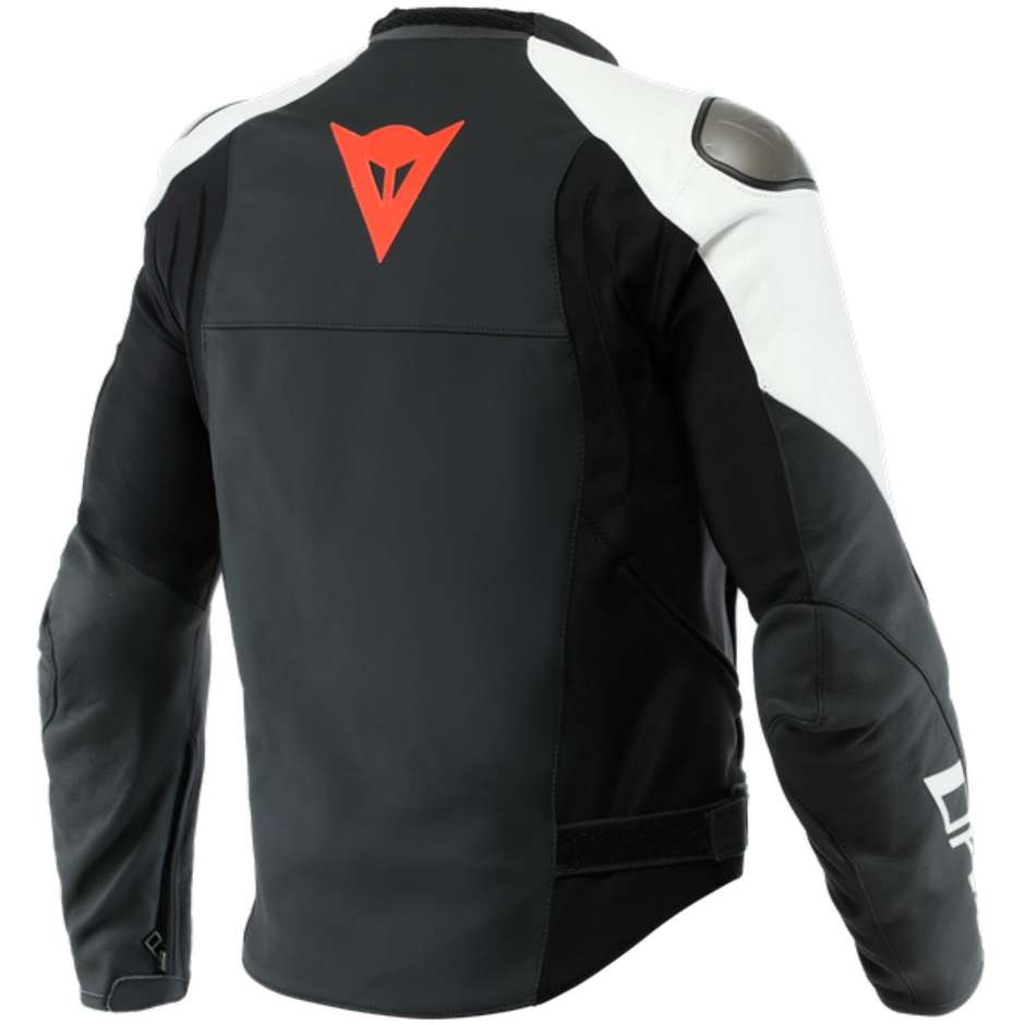Dainese SPORTIVA Leather Motorcycle Jacket Black White