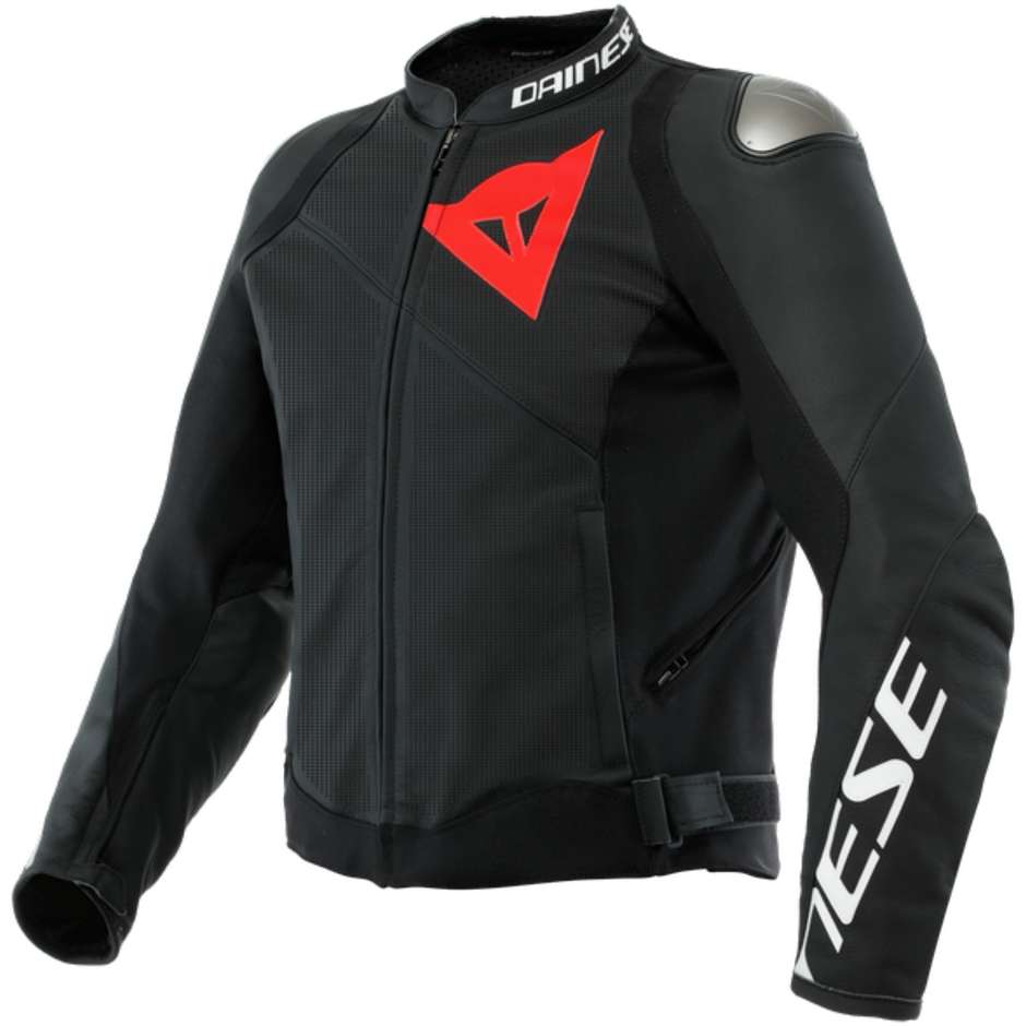 Dainese SPORTIVA Perforated Leather Motorcycle Jacket Black