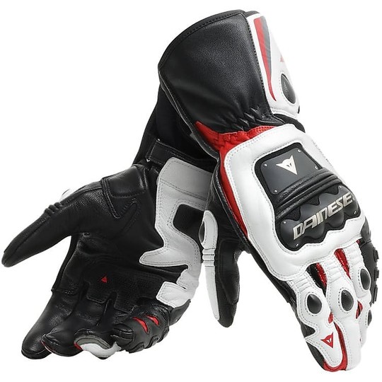 Dainese STEEL-PRO Racing Leather Gloves Black White Red