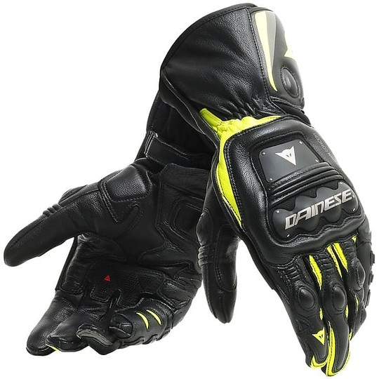 Dainese STEEL-PRO Racing Leather Gloves Black Yellow Fluo