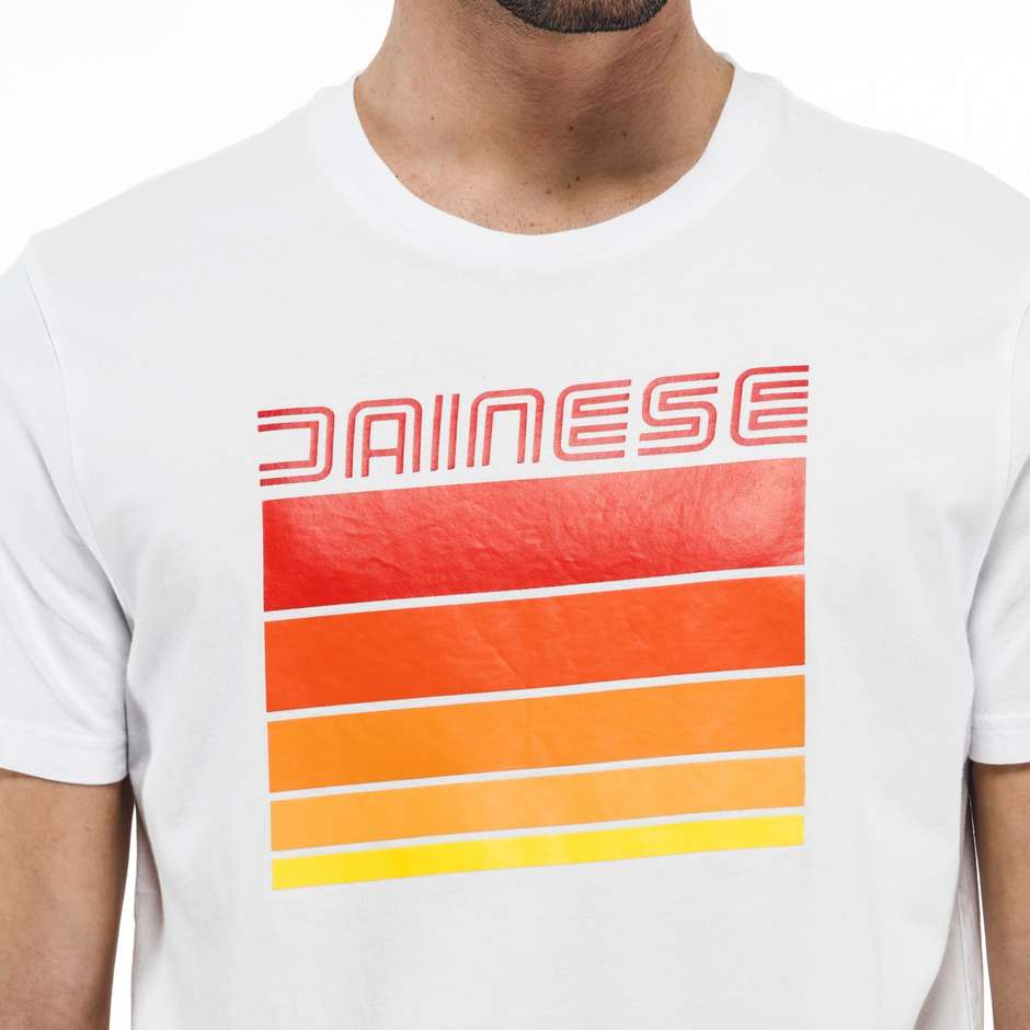 Dainese STRIPES Casual Motorcycle Jersey White Red