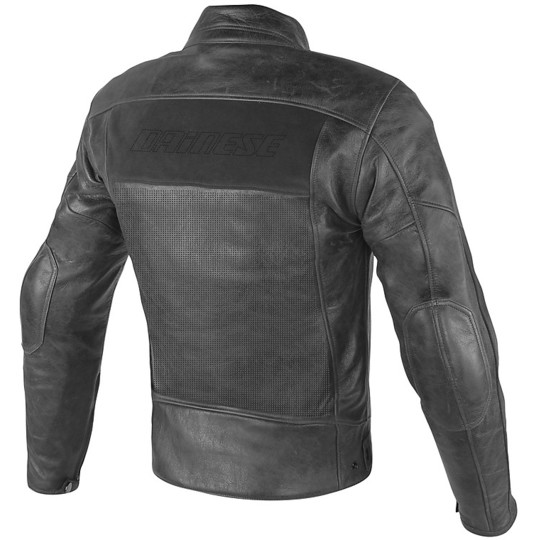 Dainese Stripes D1 Black Leather Traction Jacket
