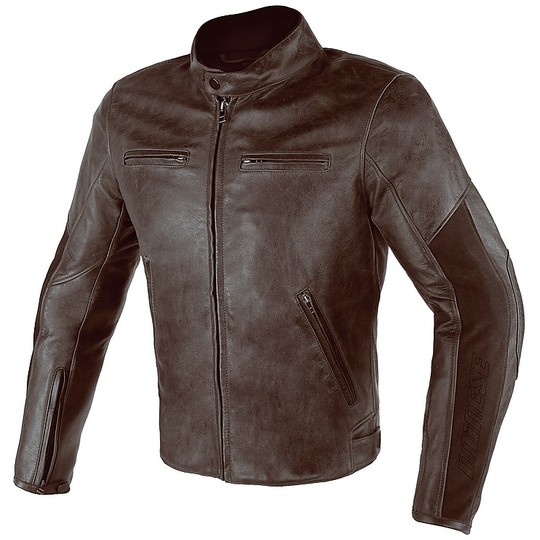 Dainese Stripes D1 Brown Leather Motorcycle Jacket