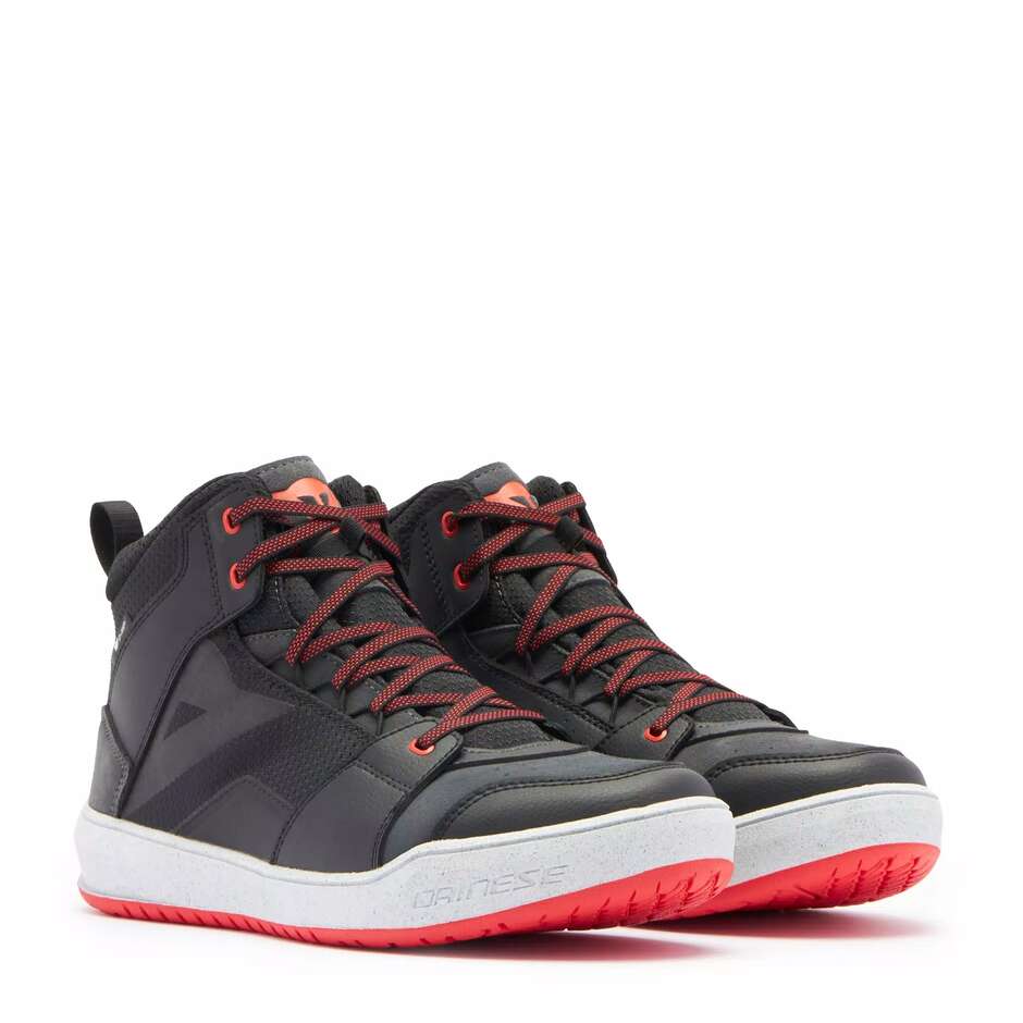 Dainese SUBURB D-WP Motorcycle Shoes # Black White Red Lava
